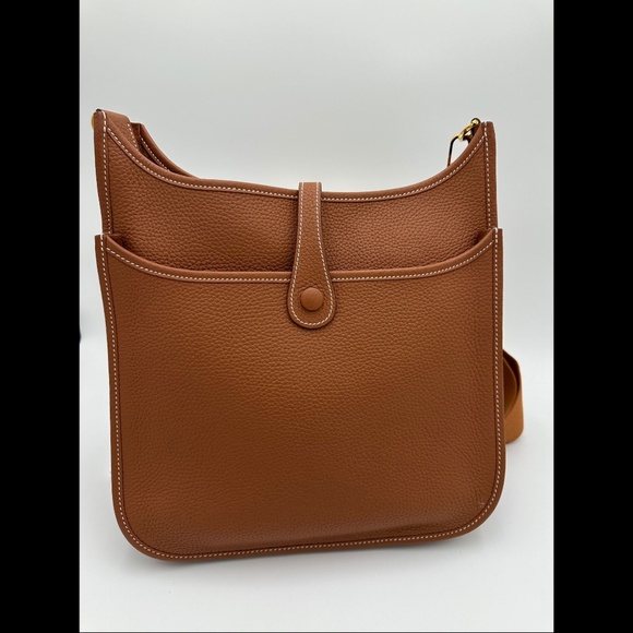 100% Authentic HERMES EVELYNE 29 III GM GOLD w/ gold hardware receipt LIKE NEW! - Picture 10 of 16